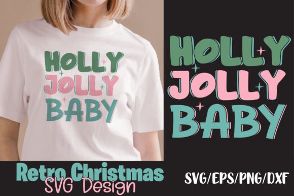 Holly Jolly Babe Retro Christmas Svg